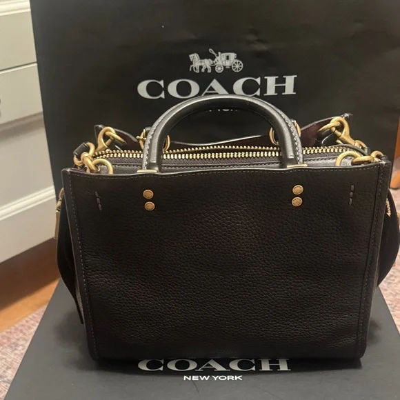 Coach Black Shoulder Bag with Gold Accents - Picture 4 of 12